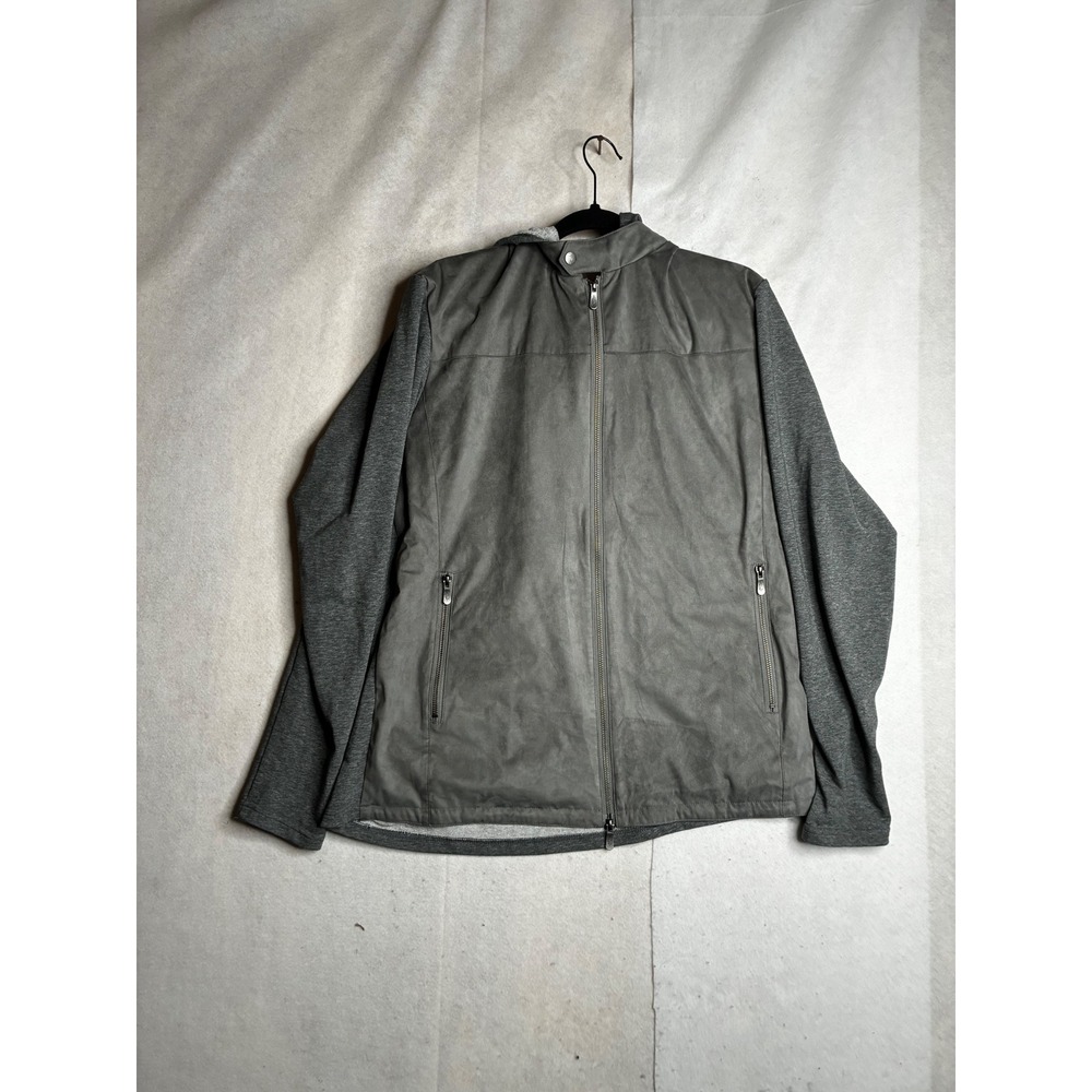 Rye 51 Luxe Collection Grey Faux Suede Hybrid Hooded Jacket‎ Mens 44 Full Zip